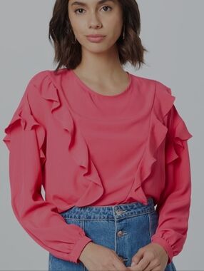 Wallis Denmark Women’s Ruffle Long-Sleeve Blouse - Pink Size Xl 14